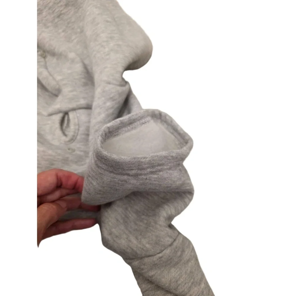 Lucky Brand Light Grey Hood Graphic Print‎ Dog Coat Velcro Closure Leash Hole